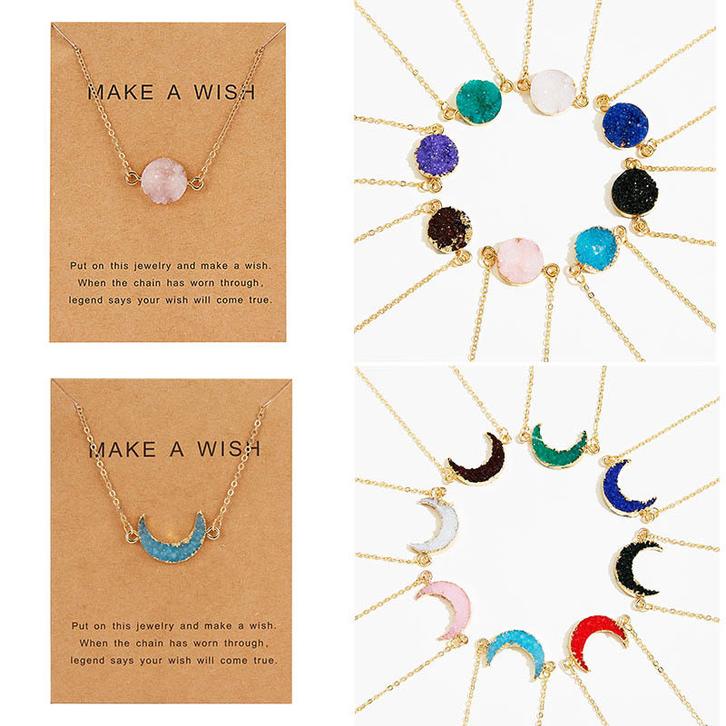 Make a Wish Tiny Natural Stone Necklaces for Women Resin Moon Round Pendant Gold Color Choker Jewelry Gift Ethnic Style
Make a Wish Tiny Natural Stone Necklaces for Women Resin Moon Round Pendant Gold Color Choker Jewelry Gift Ethnic Style