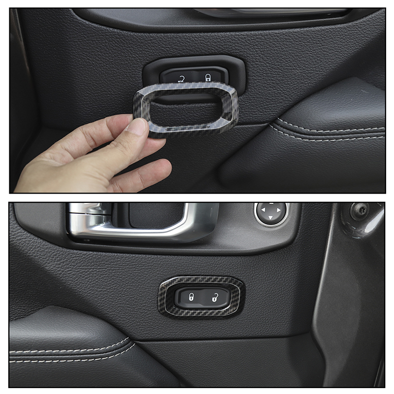 Carbon Fiber Door Lock Switch Decorative Ring For Jeep Wrangler JL 2018 Factory Outlet High Quatlity Auto Internal Accessories