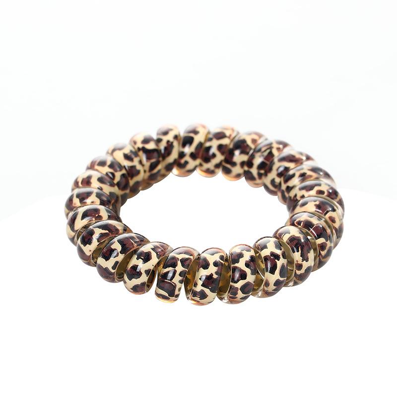 Girl Woman Leopard Telephone Wire Hairbands Hair Ties Girls Elastic Hair Bands Ring Rope Leopard Print Bracelet Stretchy Hair Ropes
