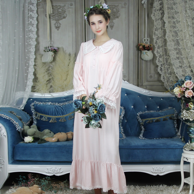 Autumn Royal Cotton Vintage Women's Princess Nightgowns Long Sleeve Elegant Collar Sleep Dress Female Sleepwear Plus Size 615, Pink
Autumn Royal Cotton Vintage Women's Princess Nightgowns Long Sleeve Elegant Collar Sleep Dress Female Sleepwear Plus Size 615, Pink