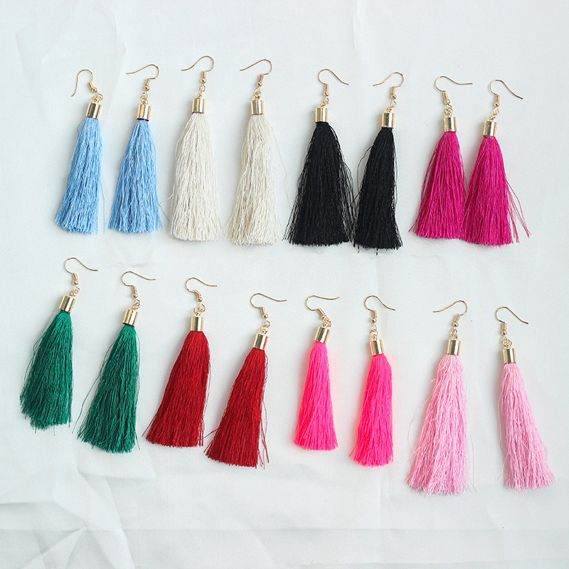 Women's long tassel pendant earrings girls tassel earrings elegant temperament Valentine's Day birthday party wild gift