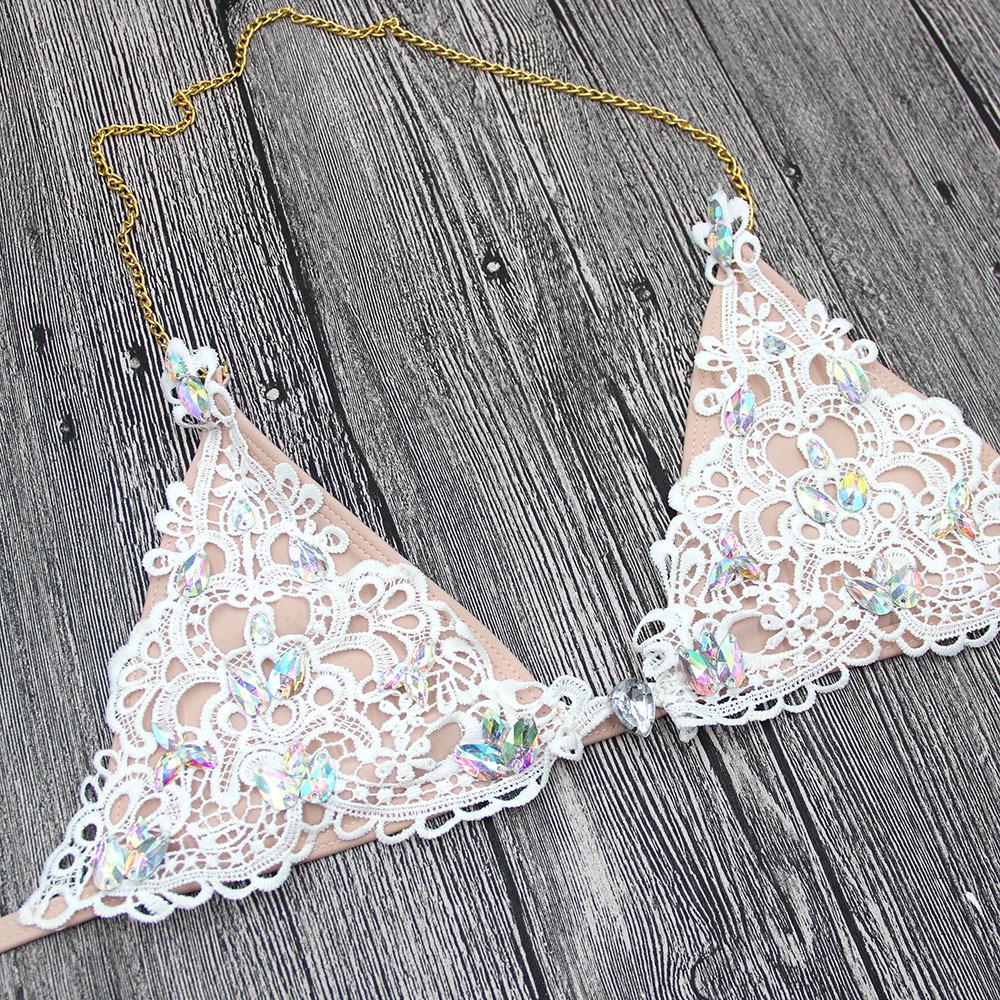 2020 crystal bikini women swimsuit push up rhinestone biquini thong swimwear reversible swimwear beachwear nude bathing suit 2018