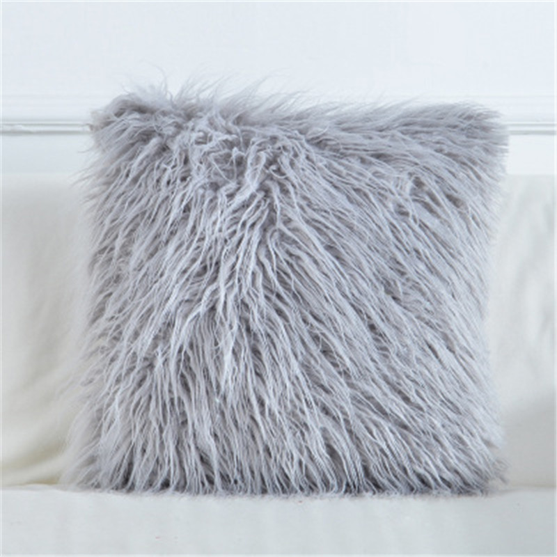 Cushion/Decorative Pillow Fashion Plush Furry Pink Cushion Cover Super Soft Decorative Pillowcase Home Bed Sofa Decoration Supplies Textile