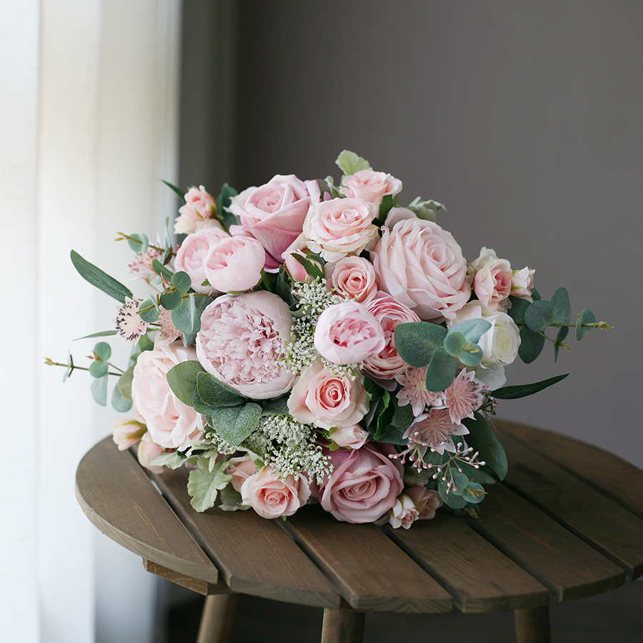 New Blush Pink Bridal Holding Brooch Bouquet 2020 Rose Cheap Silk Wedding Decoration Artificial Bridesmaid Bridesmaid Bouquet Mariage