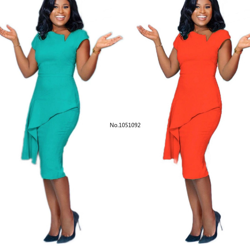 Large Size(-3XL) Summer 2020 African Short-sleeved Solid Color Office Lady Empire Waist Bag Hip Pencil Dress Female, Sky blue
Large Size(-3XL) Summer 2020 African Short-sleeved Solid Color Office Lady Empire Waist Bag Hip Pencil Dress Female, Sky blue