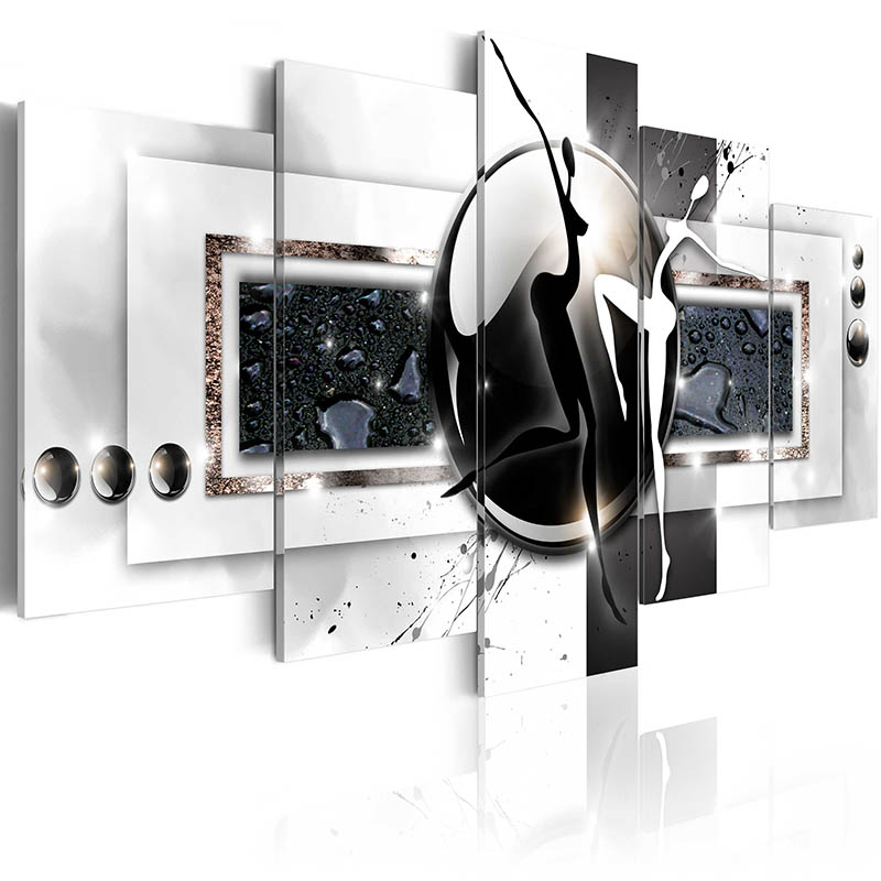 (unframed)5 Panel Canvas Art Abstract Black And White Dancer Oil Painting Room Decoration Wall Pictures For Living Room