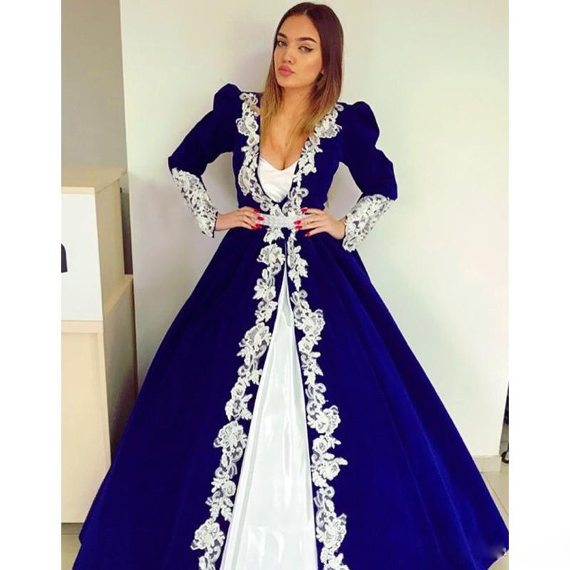Royal Blue Full Sleeve Prom Dresses V Neck Lace Appliques Satin Muslim Vestidos De Fiesta Puffy Formal Evening Gowns, Pink
Royal Blue Full Sleeve Prom Dresses V Neck Lace Appliques Satin Muslim Vestidos De Fiesta Puffy Formal Evening Gowns, Pink