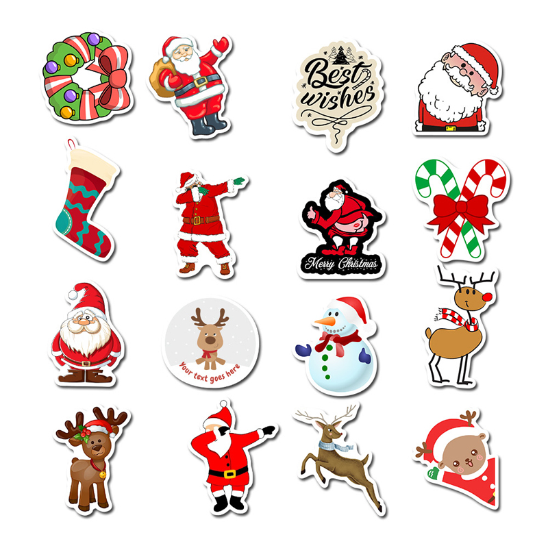 50pcs Christmas Decorations Graffiti PVC Waterproof Stickers Car Stickers and Decals Gift for Motorcycle, Bicycle, Luggage