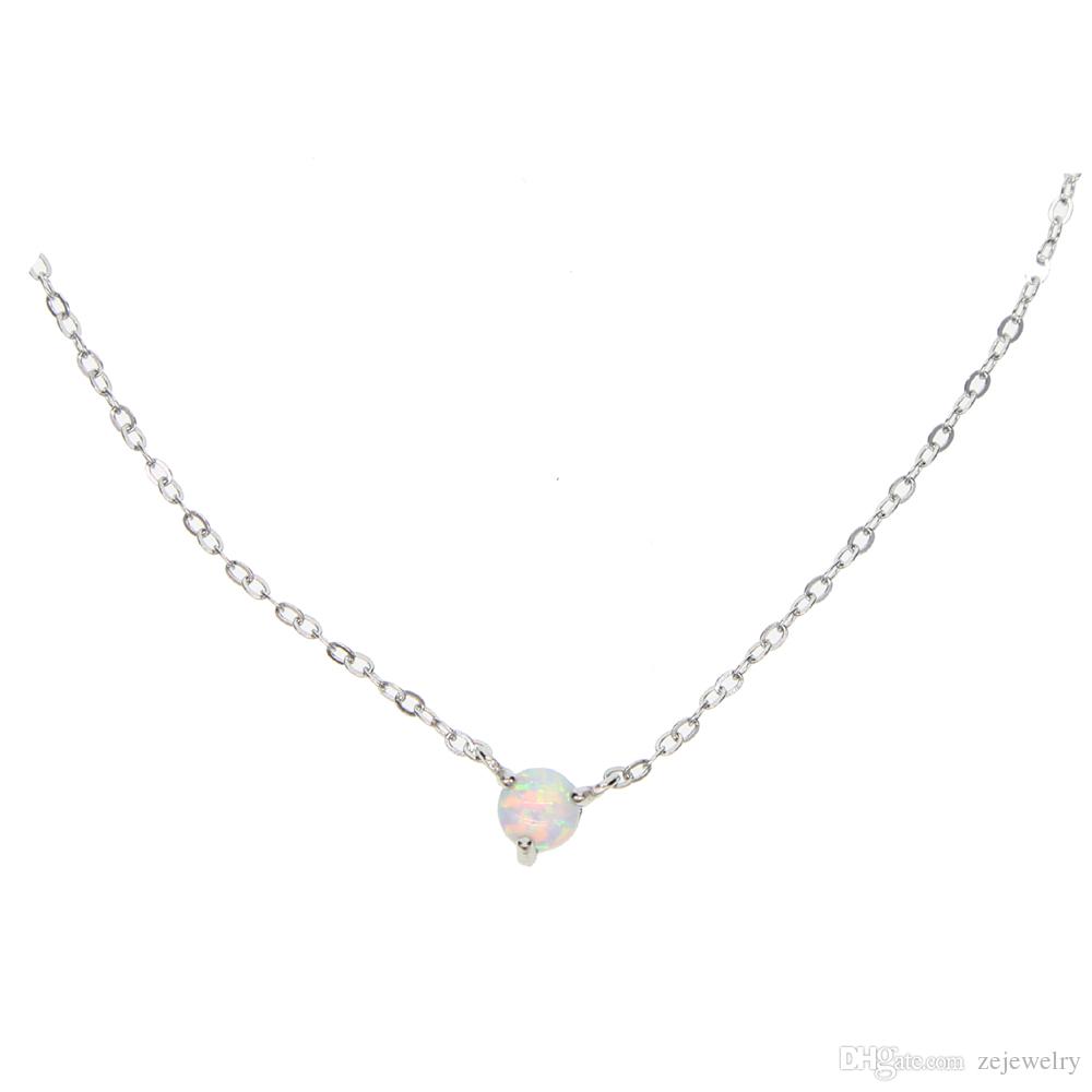 new fashion 925 sterling silver crystal cz round shape pendant necklace for women cute girl holiday beach statement charm jewelry gift