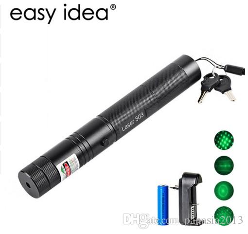 

New Laser Pointers 303 Green Laser Pointer Pen 532nm Adjustable Focus & Battery And Battery Charger EU US VC081 0.5W SYSR
