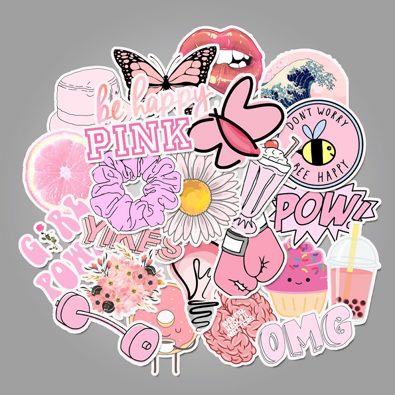 50pcs Lovely Stickers Cute Girl Stickers Car Waterproof Decales Aesthetic Trendy Girls Teens Sticker for Water Bottles Laptop Phone Motorcycle