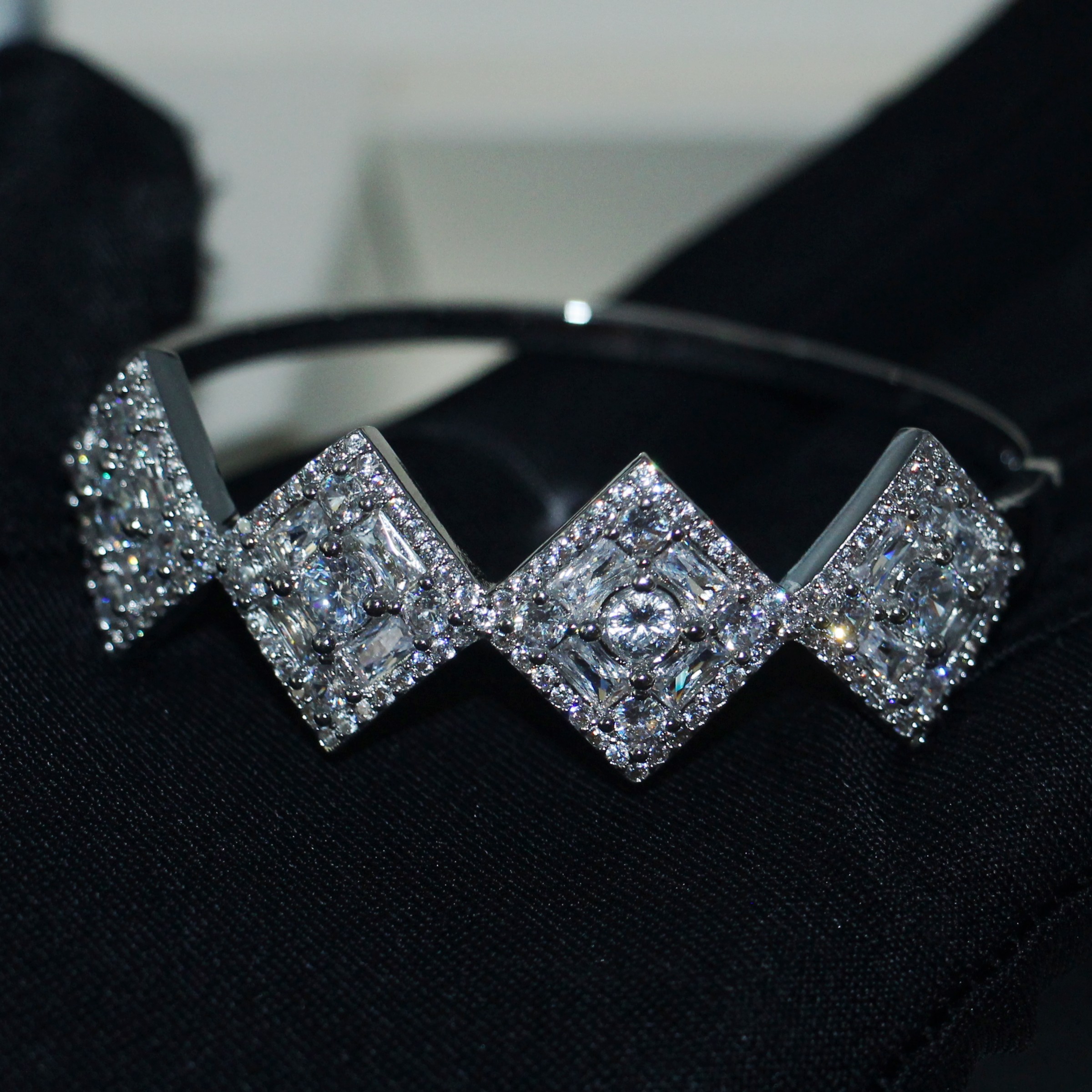 Sterg Sier Princess Cut Topaz CZ Bangle for Women