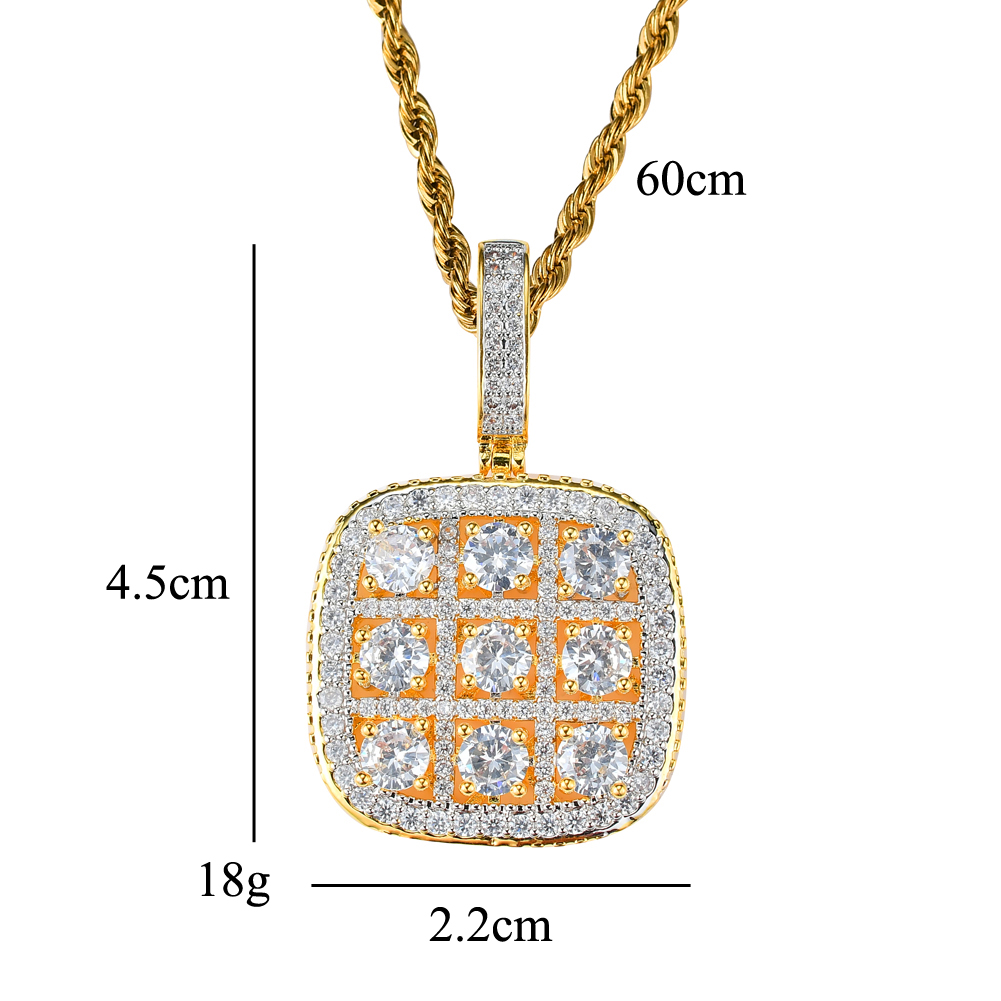 Wholesale- Hip Hop Sudoku Pendant Copper Micro pave with CZ stones Necklace Jewelry for men and women CN022