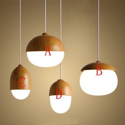 Nordic Pendant Lights modern minimalist lamp restaurant creative personality coffee bar nuts wood grain glass droplight