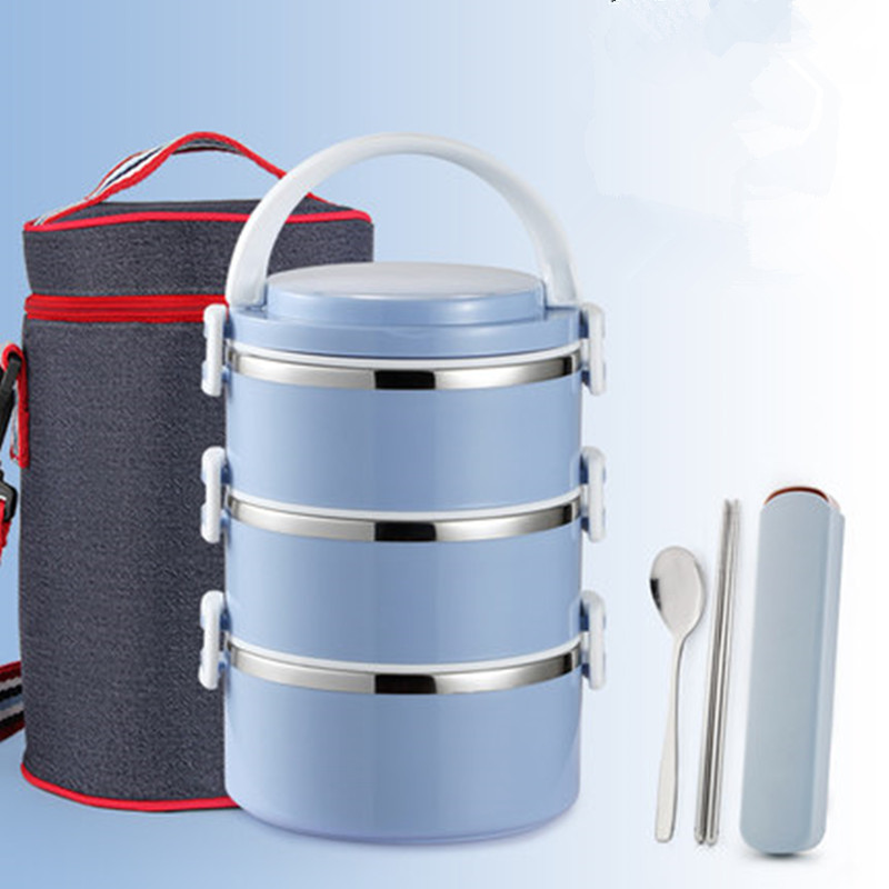 2018 New Portable Lunchbox kitchen Multi-layer stainless steel Lunch Box kids School Food Container women thermos Bento Boxes C18112301
