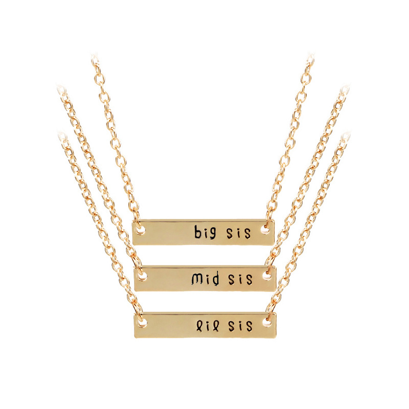 3pcs/set Label Lettering English Letters"big mid lit sis" sister Pendant Necklace Jewelry for Family Wish Gift
3pcs/set Label Lettering English Letters"big mid lit sis" sister Pendant Necklace Jewelry for Family Wish Gift
