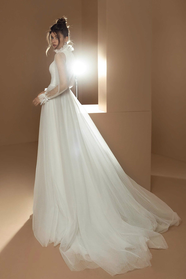 beach a line wedding dresses high neck lace appliques romantic bridal gowns long sleeve bohemian wedding vestido de noiva