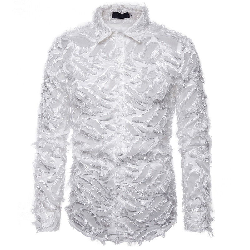 Men' shirt new best sexy hollow feather design long sleeve men' shirt fashion casual wedding banquet, Black
Men' shirt new best sexy hollow feather design long sleeve men' shirt fashion casual wedding banquet, Black