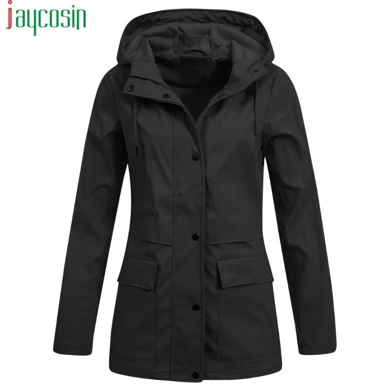 Women Long Waterproof Jacket Hooded Loose Large Pocket Long Sleeve Ladies Tops Plus Size Female Casual Outdoor Coats Raincoat