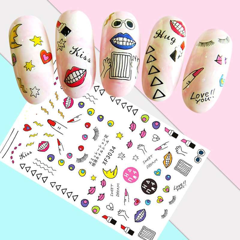Diy Nail Art Decoration Manicure Umbrella Flower Nail Sticker Bow Nails Stickers Decal Cartoon Dress Up Love Stickers For Nails