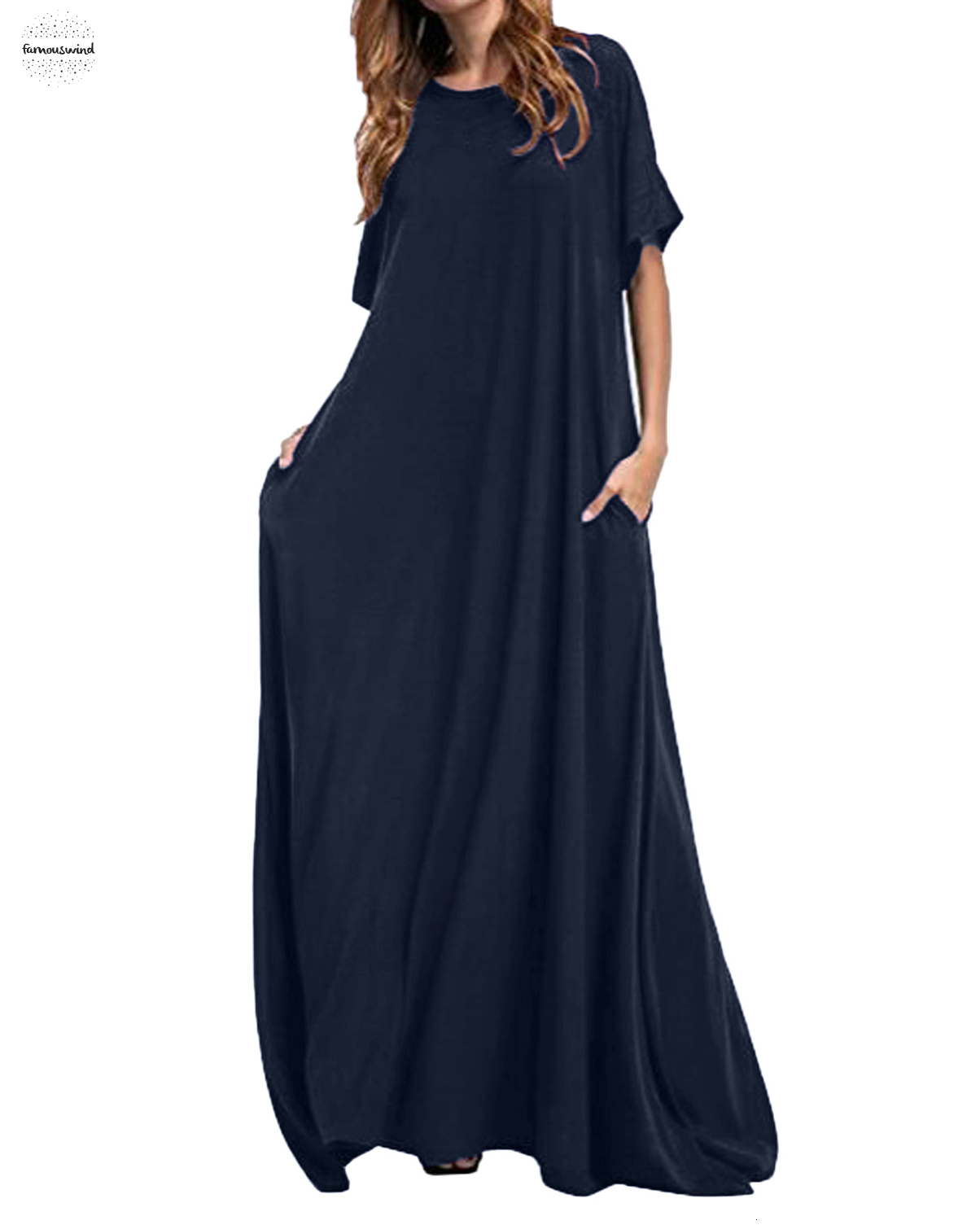 Women Half Bodycon Dresses Solid Round Neck Long Maxi Dress Polyester Casual Loose Elegant Robe Vestidos Plus Size Designer Clothes, Navy blue
Women Half Bodycon Dresses Solid Round Neck Long Maxi Dress Polyester Casual Loose Elegant Robe Vestidos Plus Size Designer Clothes, Navy blue
