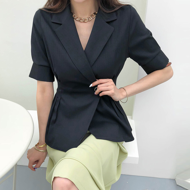 Short Sleeve Summer Blazer Women Suit Jacket Thin One Button High Waist Casual Coats Office Lady Blazer Feminino TA3215, Black
Short Sleeve Summer Blazer Women Suit Jacket Thin One Button High Waist Casual Coats Office Lady Blazer Feminino TA3215, Black