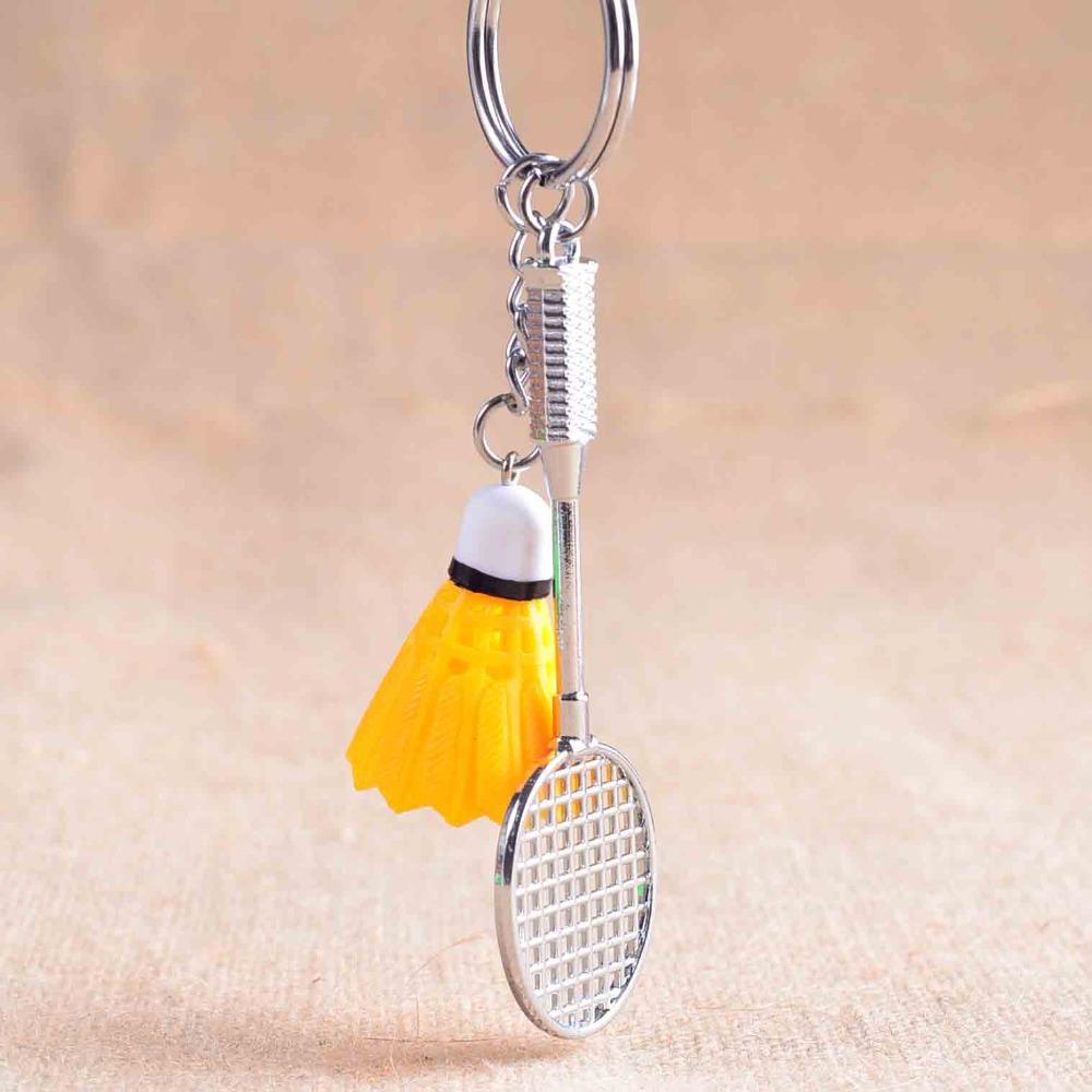 24 Pcs Badminton Key Chain Racket Balls Sports Keychain Pendant 3d Key Chain Holder Ring Car Bag Pendant Charm Keyring