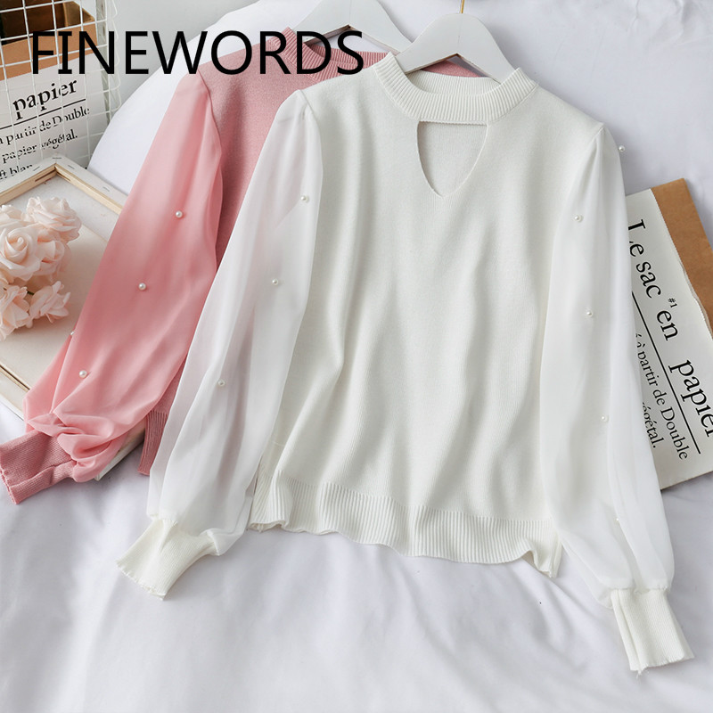 FINEWORDS Autumn Korean Neck Hollow Out White Knitted Sweater Women Beading Long Sleeve Pullovers Vintage Elegant Swetry Damskie, Black
FINEWORDS Autumn Korean Neck Hollow Out White Knitted Sweater Women Beading Long Sleeve Pullovers Vintage Elegant Swetry Damskie, Black