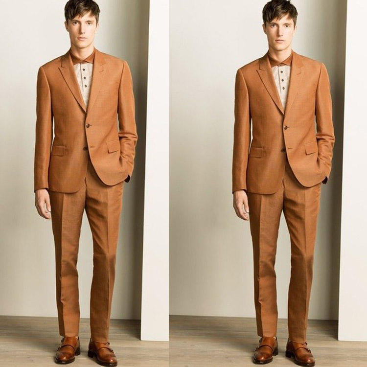 Fashion Men Wedding Tuxedos Two Button Groom Prom Party Tuxedos Men Blazer 2 Piece Suit Prom Dinner Jacket