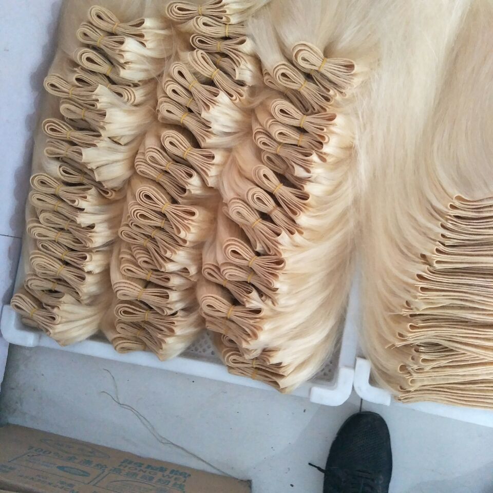Hot sale 100g 4pcs Hair Weaves Double Wefts 100g/pc 613 Russian Blonde human hair Color 613 Can be Dyed Human Hair Extension