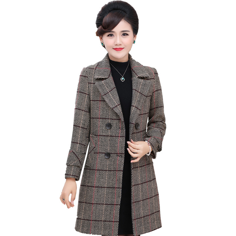 Autumn and winter thickening new large size woolen coat Middle-aged women's fashion plaid woolen coat JQ889, Green
Autumn and winter thickening new large size woolen coat Middle-aged women's fashion plaid woolen coat JQ889, Green