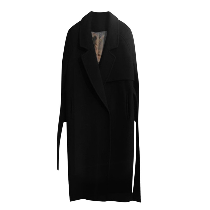 Fashion Wool Blend Female Autumn And Winter Coat Women Long-sleeved Casual Medium Long Slim Overcoat #4n20