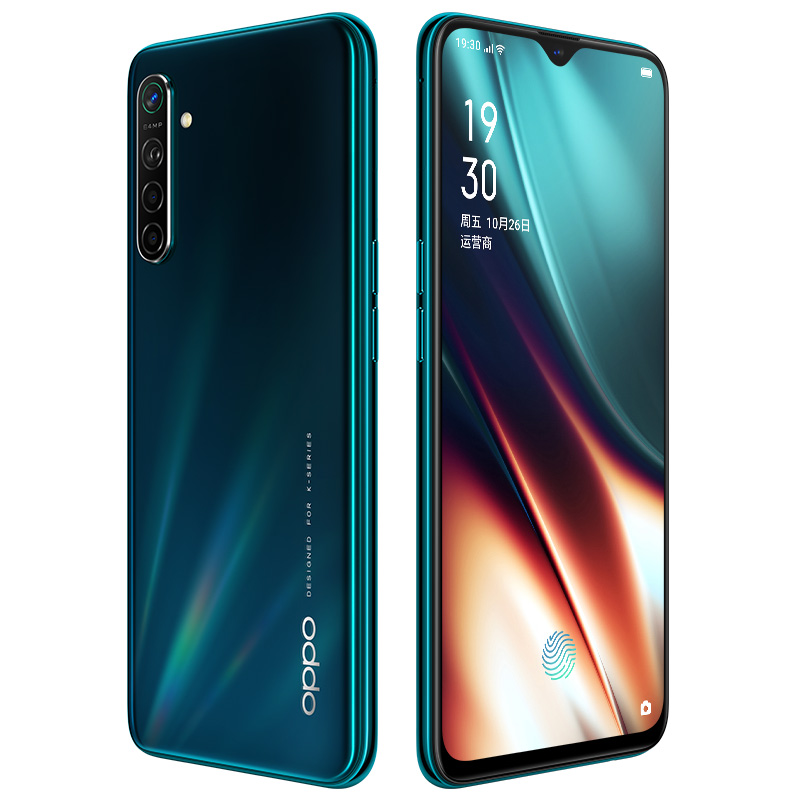 Original Oppo K5 4G LTE Cell Phone 8GB RAM 128GB 256GB ROM Snapdragon 730G Octa Core NFC 4000mAh Android 6.4 inch Full Screen 64MP Fingerprint ID Face