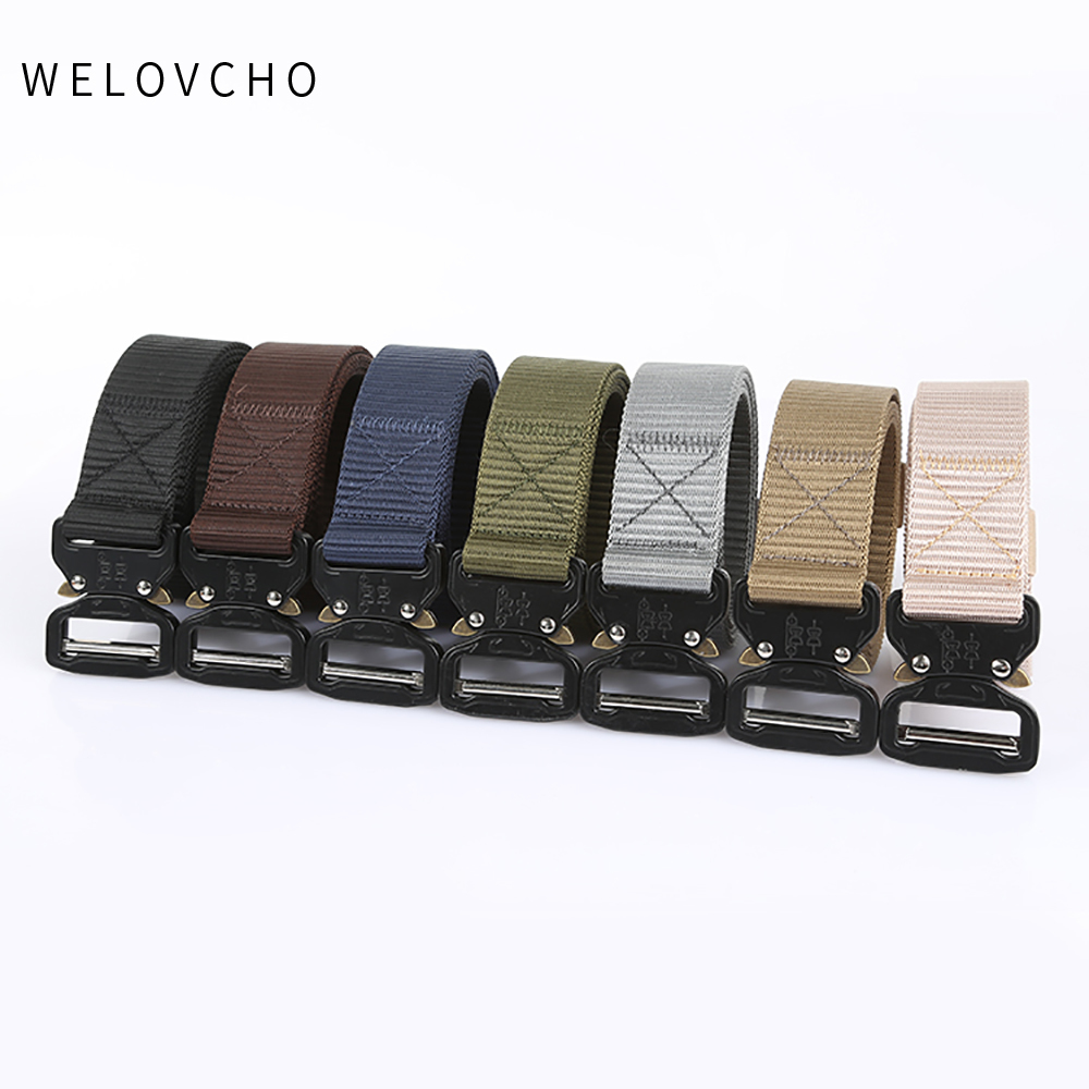 Welovcho Tactical Belt Men Military Army Nylon Waist Belt Combat Training Equipment Carry Belts Men Hunting Waistband 110-140cm C19021601