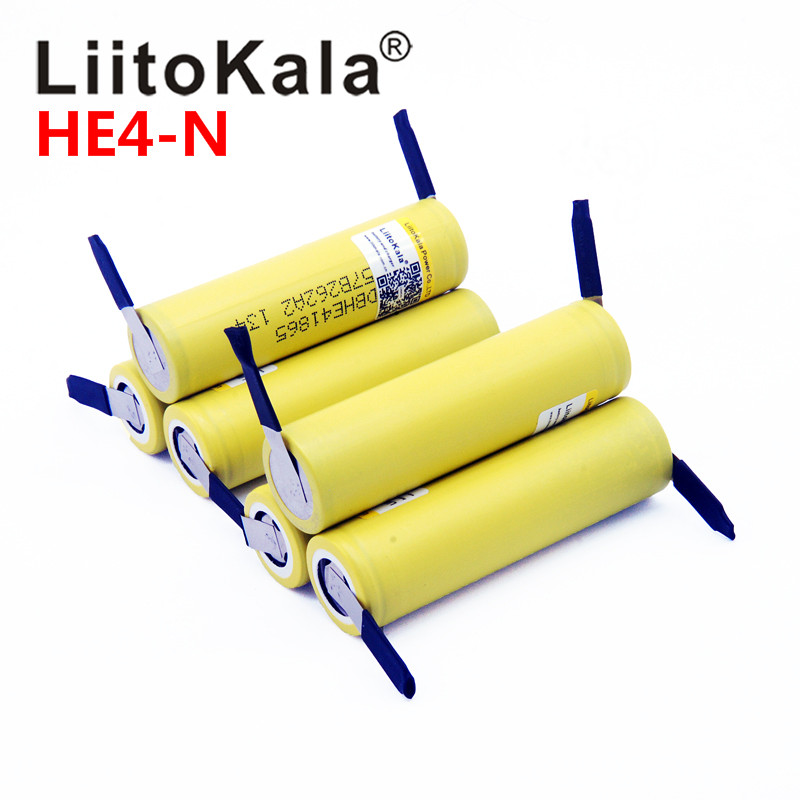 LiitoKala HE4 2500mAh Li-ion Battery 18650 3.7V Rechargeable Battery 20A 35A Discharge with Nickel Tab