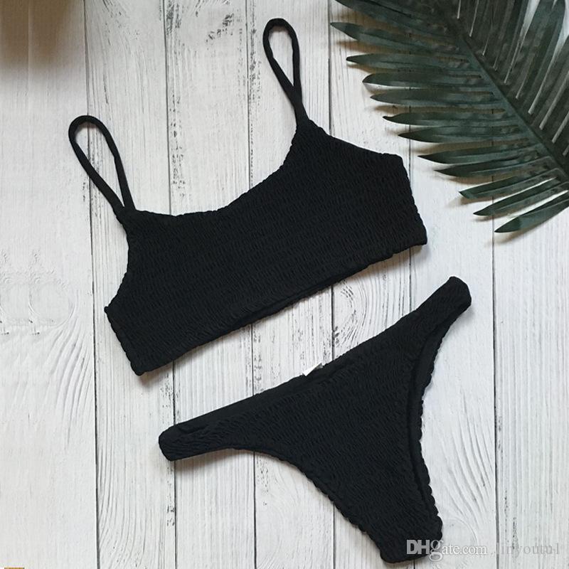 2020 Biquini Bandeau Sexy Pleated Bikinis Women Swimsuit Swimwear Female Brazilian Push Up Bikini 2019 Set Beach Wear Bathing Suit