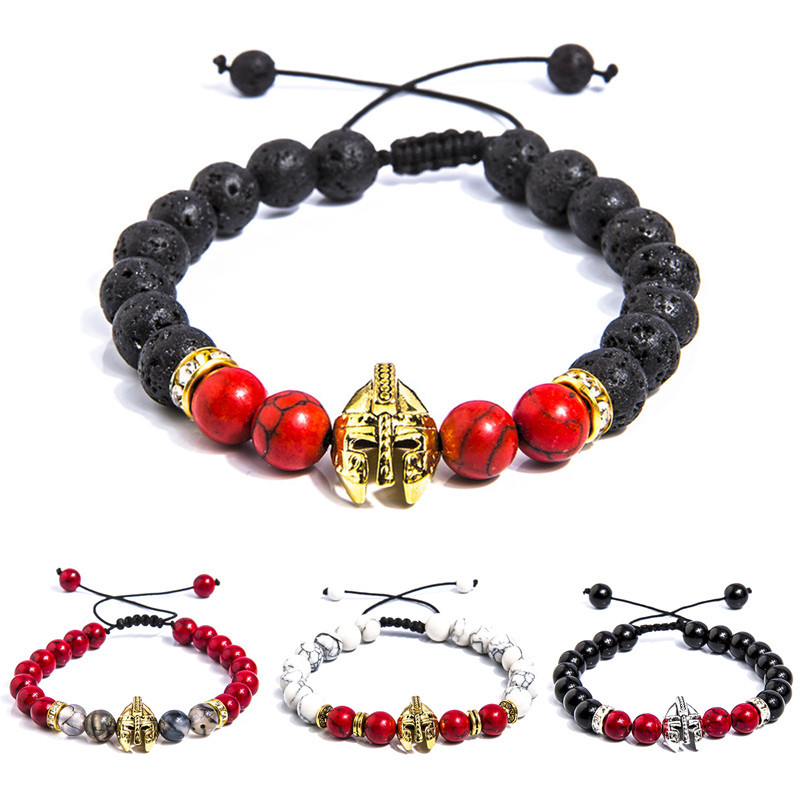 Roman Knight Spartan Warrior Gladiator Helmet Bracelet Women Men Natural Stone Black Red Bead Bracelet Mala Yoga Elastic Bracelet
Roman Knight Spartan Warrior Gladiator Helmet Bracelet Women Men Natural Stone Black Red Bead Bracelet Mala Yoga Elastic Bracelet