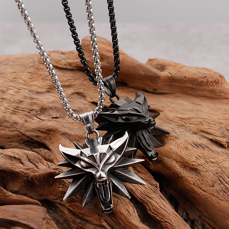 Casting Wolf Head Pendants Necklace Cool Men Hip Hop Stainless Steel Jewelry