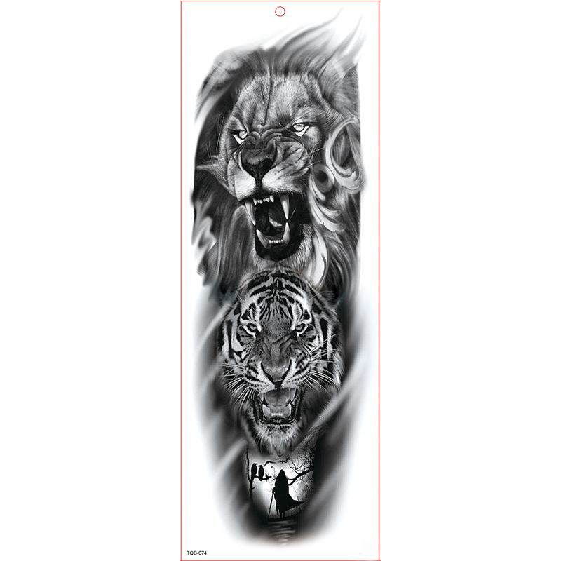 Large Arm Sleeve Tattoo Waterproof Temporary Tattoo Sticker Forest Tiger Lion Full Flower Tatoo Body Art Tattoo Girl