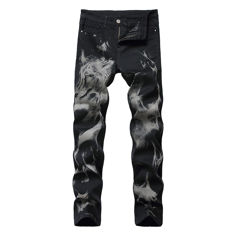 KIOVNO Men Fashion Printed Jeans Trousers Wolf Printed Black Denim Pants Male Streetwear Size 28-38
KIOVNO Men Fashion Printed Jeans Trousers Wolf Printed Black Denim Pants Male Streetwear Size 28-38