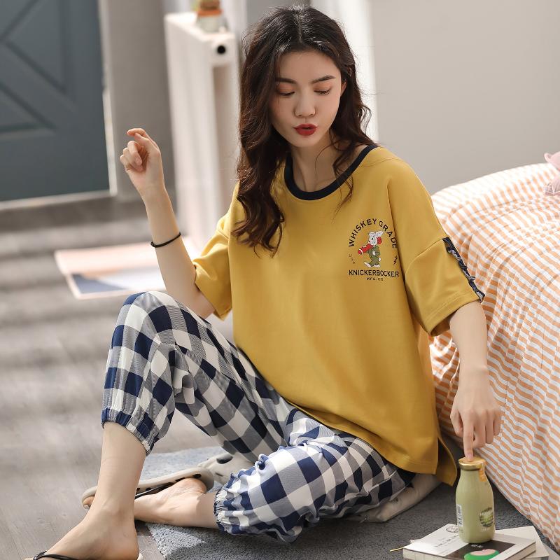 Summer Pajama Set Woman Short Sleeve Top+pants Causal Sweet Girl Sleepwear Home Outfit Woman, 2216
Summer Pajama Set Woman Short Sleeve Top+pants Causal Sweet Girl Sleepwear Home Outfit Woman, 2216