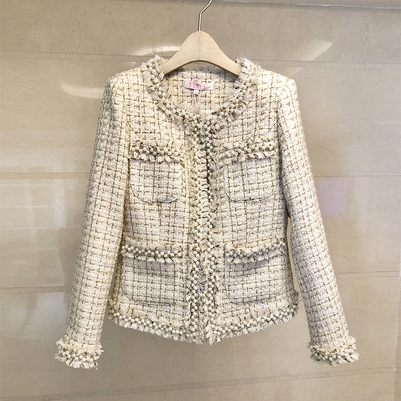 JSXDHK Small Fragrance Women Tassel Jacket Coat Runway Autumn Winter Tweed Beading Pearl Slim Fringe Weave Overcoat, Beige
JSXDHK Small Fragrance Women Tassel Jacket Coat Runway Autumn Winter Tweed Beading Pearl Slim Fringe Weave Overcoat, Beige