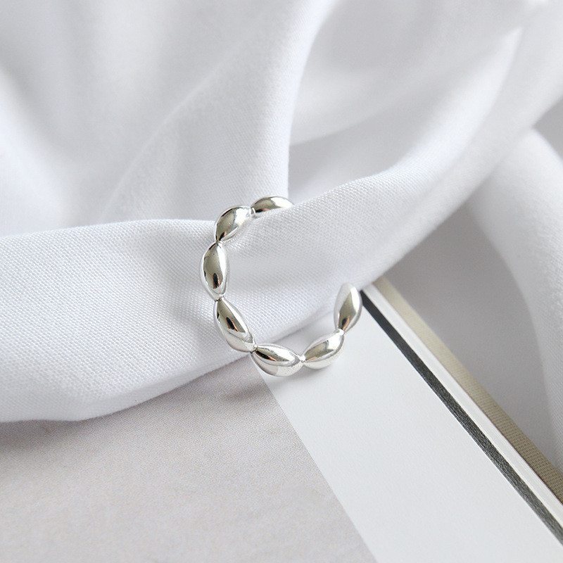 New Simple Open Rings For Women Fashion Wedding Band Authentic 925 Sterling Silver Multi Oval Beads Statement Ring