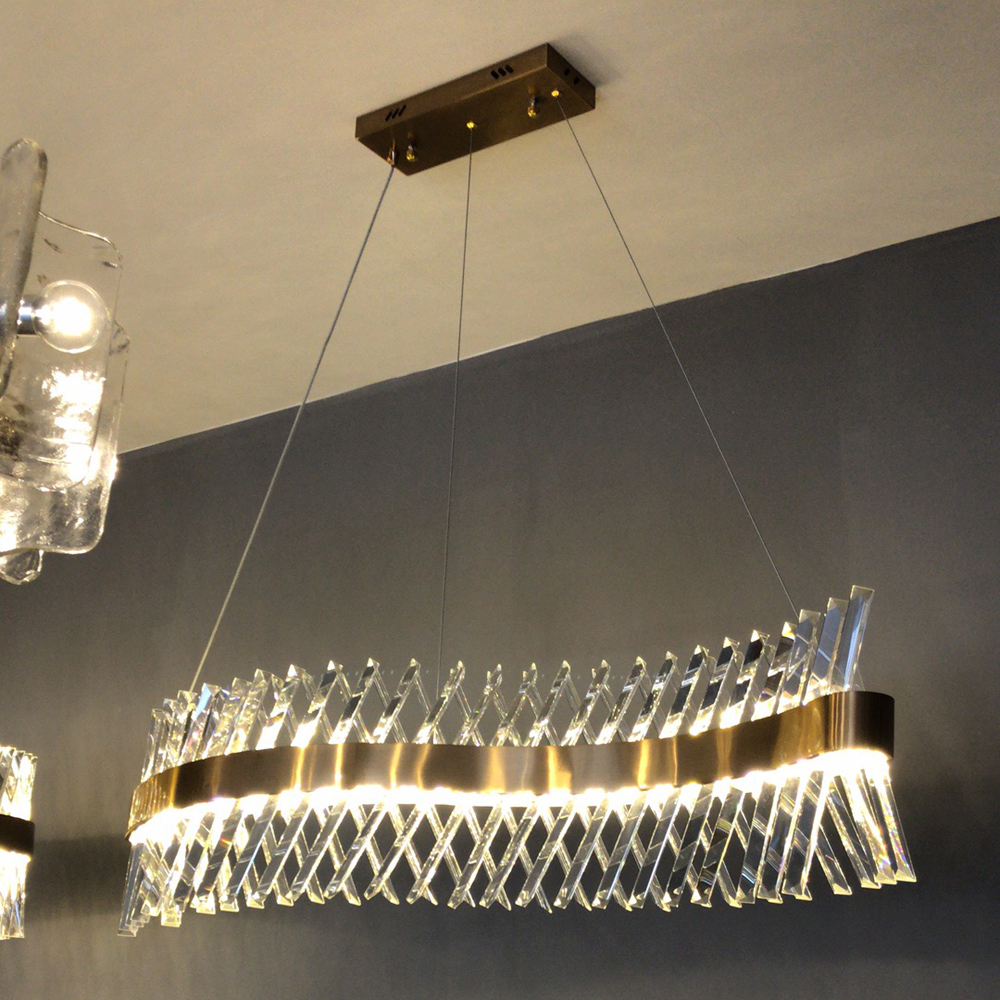 wave design long crystal chandelier LED lamp AC110V 220V lustre cristal kronleuchter home lighting bar lignaria Bar Dining Room Lights Stair