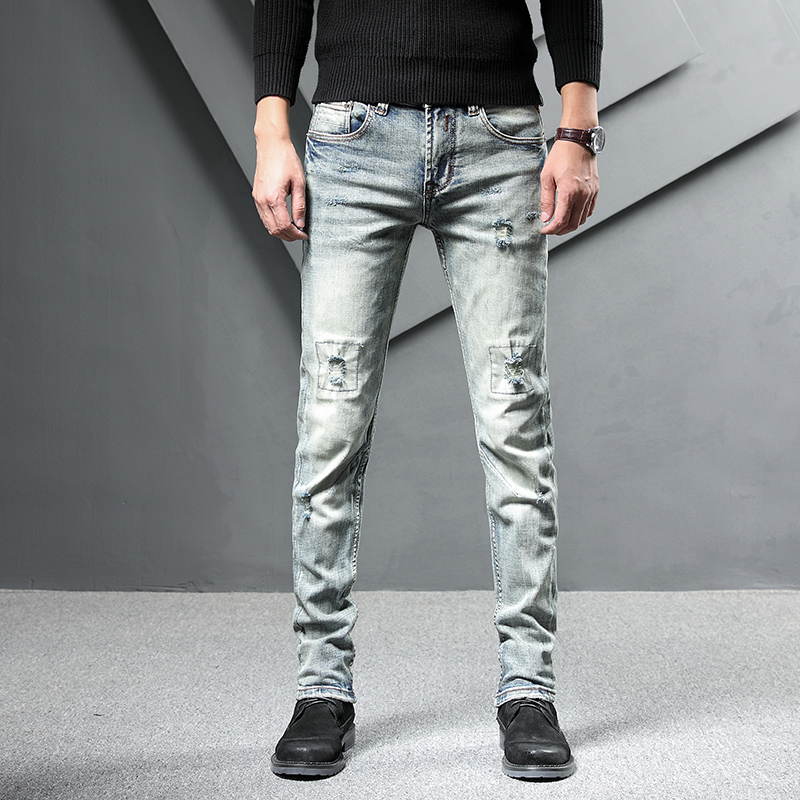 hot European American Style Cotton distressed Jeans casual Retro ripped Jeans Men high quality Stretch Slim Denim Mens, 855
hot European American Style Cotton distressed Jeans casual Retro ripped Jeans Men high quality Stretch Slim Denim Mens, 855