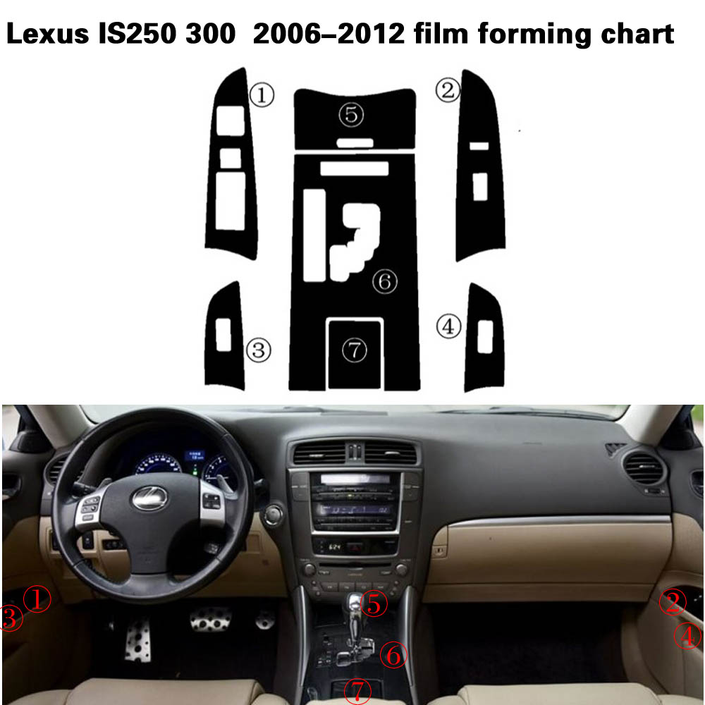 For Lexus IS250 IS300 2006-2012 Interior Central Control Panel Door Handle Carbon Fiber Stickers Decals Car styling Accessorie