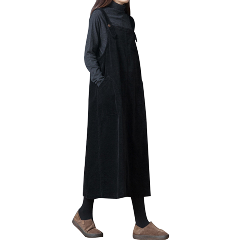 Vintage Women Corduroy Dress Pocket Casual Strap Vest Slip Dress Elegant Ladies Autumn Winter female Robe Black Coffee
Vintage Women Corduroy Dress Pocket Casual Strap Vest Slip Dress Elegant Ladies Autumn Winter female Robe Black Coffee