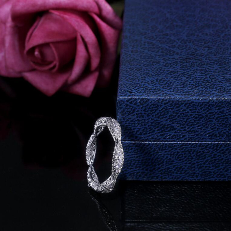 2019 New Arrival Handmade Vintage Fashion Jewelry 925 Sterling Silver Hollow 5A Cubic Zirconia CZ Diamond Women Wedding Band Ring For Lovers