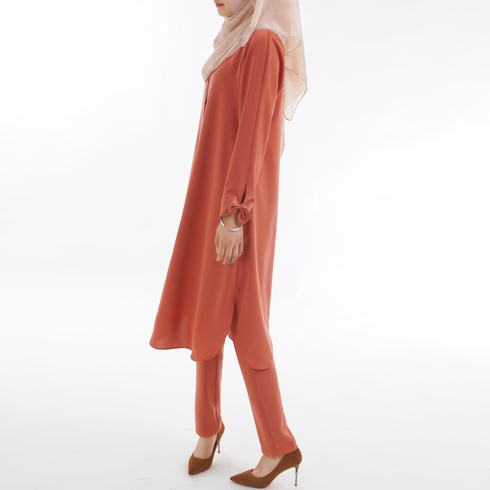 Women Thobe Muslim Arabic Islamic Clothing ethnic Kaftan female Long shirts Sleeve abaya ladies Traditional pant tops suits Long Robe Gown