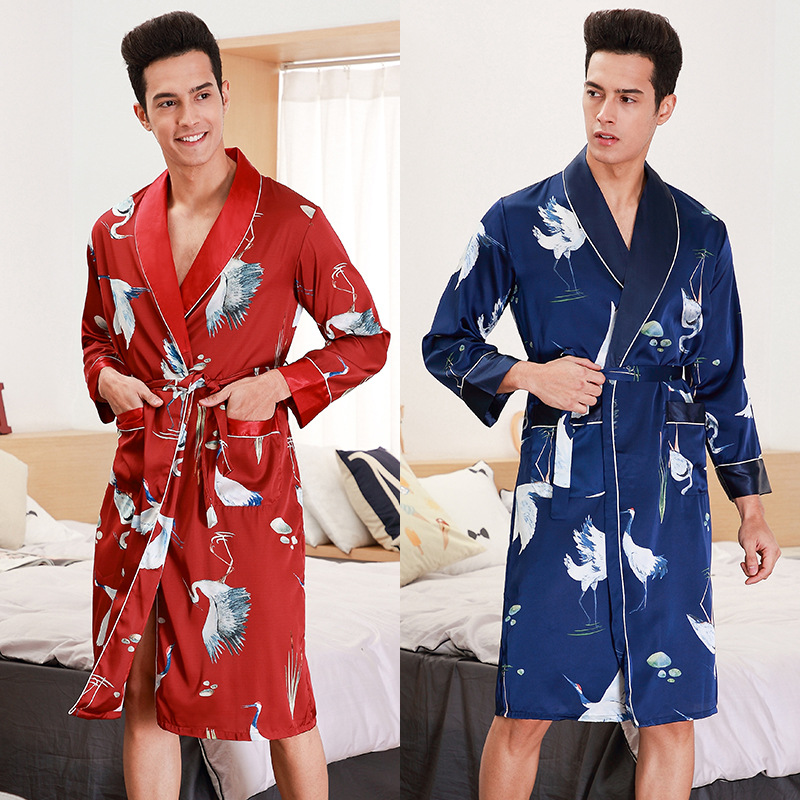 Long Sleeve Robe Men'S Spring And Summer Bathrobe Silk Men'S Sleepwear Home Wear Leisure Robe Bathrobe Lounge Negligee, Blue
Long Sleeve Robe Men'S Spring And Summer Bathrobe Silk Men'S Sleepwear Home Wear Leisure Robe Bathrobe Lounge Negligee, Blue